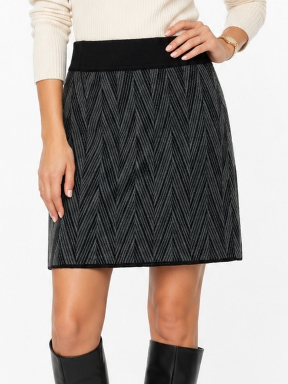 Fenn Wright Manson British Wool Blend Chevron Sweater Skirt Size Large